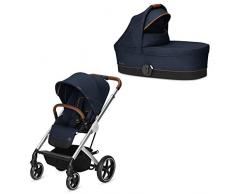 Cybex Gold Passeggino Combinato Balios S con Navicella Cot S, dalla Nascita fino a 17 kg, Collezione Denim, Denim Blue