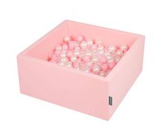 KiddyMoon 90X40cm/200 Palline ∅ 7CM Quadrato Piscina di Palline Colorate per Bambini Fabbricato in EU, Rosa: Rosa Ch/Perla/Trasparente