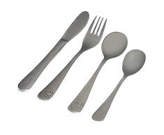 Reer 2304 - Set di posate per bambini in acciaio inossidabile, 4 pezzi