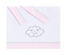 Pekebaby NUVOLA ROSA - Set di 3 lenzuola in cotone per culla (60 x 120 cm)