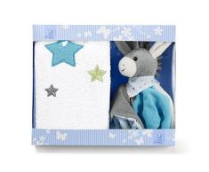 Sterntaler Set da regalo Erik L’Asinello, Copertina e Asciugamano, Età: Per neonati, Grigio/Blu