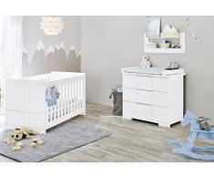 Pinolino Sparset Polar larghezza, 2 pezzi, culla (140 x 70 cm) e larghezza Wickelkommode con fasciatoio, bianco prezioso MATT (tipo. - N, 09 34 21 B)