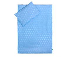 Lulando Lenzuola - Lenzuola per Bambini, Completo da 2 Pezzi: Cuscino e Copri-Piumino - Blue Dots/White Clouds - 400 g
