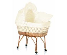 Italbaby 585.0012-6 Linda Culla con Capottina, in Giunco, Ruote Piroettanti, Tessuto Piquè, Beige