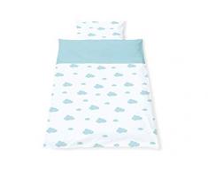 Pinolino 630012-2 - Biancheria da letto double-face per bambiniWölkchen, 2 pezzi, colore: azzurro