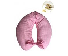 Merrymama - Cuscino allattamento + fodera con lacci/cm 130 (imbottito in pula di farro bio) - Rosa