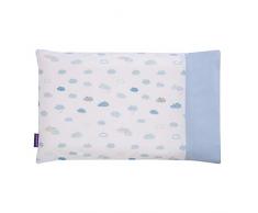ClevaMama Federa Cuscino Neonato (0-6 mesi), Copricuscino per Culla o Carrozzina in 100% Cotone Traspirante - Blu, 22x31 cm