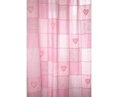 Taftan - Tende a quadretti effetto patchwork ad anelli, motivo cuori, dimensioni 145 x 280 cm, colore: Rosa