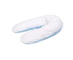Träumeland T040505 - Cuscino per gravidanza e allattamento, versione 9, con imbottitura in perle di polistirene, rivestimento 100% cotone, 190 cm circa, colore: Blu/bianco