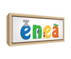 Little Helper LHV-ENEA-3084-FCNAT-15IT Stampa su Tela Incorniciata Legno Naturale, Disegno Personalizzabile con Nome da Ragazzi Enea, Multicolore, 34 x 88 x 3 cm