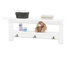 Pinolino, Mensola in MDF con ganci appendiabiti opaca, Bianco (Weiß)