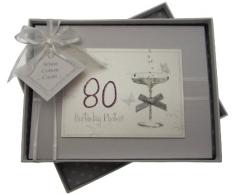 White Cotton Cards, Album di compleanno fatto a mano, max. 60 foto da 7 x 5 cm, Bianco, 80 anni