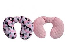 Medi Partners - Cuscino cervicale per bambini, 100% cotone/Minky, cuscino cervicale per auto, passeggino, auto, viaggi, dormire, cuscino (triangolo con Minky rosa chiaro)