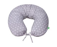 LULANDO Bomerang Cuscino Per Dormire E Per Giocare, Cuscino da allattamento , Cuscino gravidanza, Cuscino multiuso, 200 x 39 cm, 100% Cotone, Fabbricato in UE ( White Stars / Grey )
