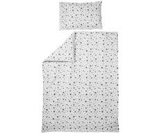 Meyco 422055 - Biancheria da letto per bambini, 40 x 60 cm e 100 x 135 cm, motivo a pois, colore: Bianco/Nero