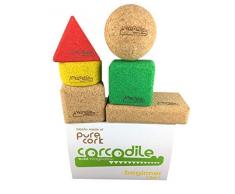 Corcodile mattoncini senza sostanze nocive in 100% sughero per bambini a partire da 1 anno, adatto per vacanze, spiaggia e piscina – Impermeabile (Set Beginner 6 pezzi).