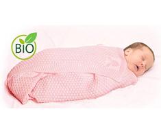 Wallaboo Coperta ultra morbida per bambini Eden, puro 100% cotone bio, Dimensione 90 x 70 cm, lavorata a maglia, per lettino, Colore: Rosa