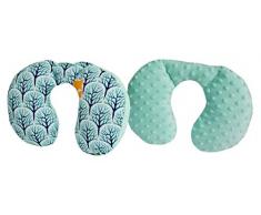 Medi Partners - Cuscino cervicale per bambini, 100% cotone/Minky, cuscino cervicale per auto, passeggino, auto, viaggi, dormire, cuscino per collo (bosco con minky)