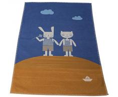 David Fussenegger 69022870 LENA - Coperta 100% cotone Gatto e coniglio, 75 x 100 cm, colore: Blu (Navy 28)