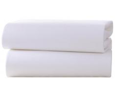 Clair de Lune - Lenzuola per culla, in jersey di cotone (confezione da 2, colore: bianco)
