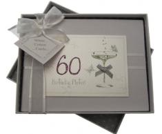 White Cotton Cards, Album di compleanno fatto a mano, max. 60 foto da 7 x 5 cm, Bianco, 60 anni