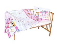 cosing 332 – 019 – 58 – Set di biancheria da letto di cotone 2 pezzi bambino – gufo 2, Rosa