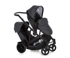 Hauck Duett 3 Passeggino Doppio - Fratelli Età Diversa, Navicella Convertibile in Seduta Reversibile, Maniglione Regolabile in Altezza, Seconda Seduta Rimovibile, Parapioggia, max 36 kg – Grigio
