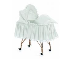 Italbaby 310.9050-5 Aurora Romantica Culla con Capottina in Giunco, Ruote Piroettanti, Tessuto Piquè, Bianco