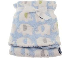 Bieco bambino e coperta in pile elefante blu dei bambini, alta qualità e molto accogliente, ideale come copriletto, coperte passeggino o giocare a tappeto, 75 x 90 centimetri