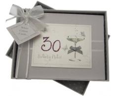 White Cotton Cards, Album di compleanno fatto a mano, max. 60 foto da 7 x 5 cm, Bianco, 30 anni