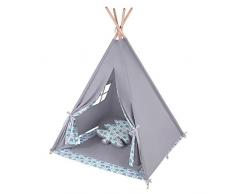 Lulando Tipi Teepee Tenda Giochi per Bambini, Grigio/Ricci - 4 kg