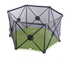 Lionelo Noor box per bambini con rete traspirante recinto portatile per bambini grande 140 cm esagonale piscina palline sistema LockGuard sicuro affidabile per casa e all’aperto (verde)