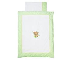 Easy Baby - Biancheria per lettino, 100 x 135 cm e 40 x 60 cm, motivo: orsetto a dondolo, colore: verde