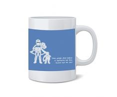 Feel Good Art-Quadro, Tazza In ceramica e illustrativi Design, colore: azzurro cielo, con scritta:Super Dad, due a due bambini)