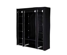 dibea WR00615 - Guardaroba pieghevole in tessuto, 175 x 150 x 45 cm, colore: Nero