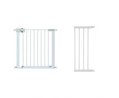 Safety 1st Easy Close Metal Cancelletto di Sicurezza per Bambini, Cani, Scale, Si Fissa a Pressione senza Forare il Muro, in Metallo, Colore Bianco + Safety 1st Estensione Cancelletto Sicurezza Bambini, Prolunga 28 cm per Cancelletti