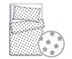 Bambini Letto Set Federa Cuscino + Copripiumino 2PC Adatto A Lettino Culla - Grande Grigio Stars On Bianco Sfondo