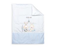 Interbaby 91514-01 - Set di copripiumino e cuscino, mod. Baby Coniglietti, colore: Blu