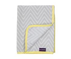 Clevamama Copertina in Pile per Lettino o Culla, Morbida Coperta Neonato e Bambino - 120x140 - Grigio e Giallo