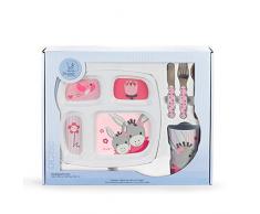 Sterntaler Set da tavola Emmi bambina, Piatto, Ciotola, Cucchiaio, Coltello, Tazza, Età: Per bebè di almeno 6 mesi, Rosa