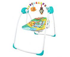 Todeco - Dondolo per Bambini, Sdraietta A Dondolo per Bambini - Dimensione: 80 x 76 x 54 cm - Funzione Dondolo: 4 impostazioni - Modello Mondo degli Animali