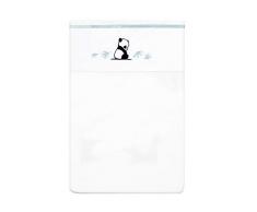 Shy Panda Baby lenzuolo – 100 x 150 cm – 100% cotone – multicolore – un bellissimo lenzuolo ricamato con un Shy Panda per una culla passeggino o lettino – alta qualità