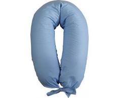 Merrymama- Cuscino allattamento e gravidanza + fodera con lacci/cm 190 (imbottito in microgranuli di polistirene ignifugo), Azzurro