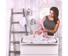 LULANDO - Accappatoio con cappuccio in spugna (80 x 100 cm). Asciugamano in spugna caldo e morbido per neonati e bambini, con panno da bagno.