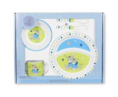 Sterntaler Set da tavola Erik, Piatto, ciotola, forchetta, cucchiaio, tazza, Età: Dai 6 mesi, Blu/Verde