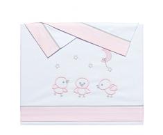 Trittico lenzuola cotone auto bambino (35 x 75 cm) Chicks rosa