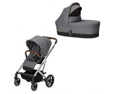 Cybex Gold Passeggino Combinato Balios S con Navicella Cot S, dalla Nascita fino a 17 kg, Collezione Denim, Manhattan Grey