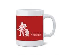 Feel Good Art-Quadro, Tazza In ceramica e illustrativi Design, colore: rosso, con scritta:Super Dad, due a due bambini)