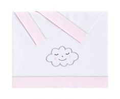 Pekebaby 441190001 nuvola - Trittico lenzuola cotone, colore: rosa