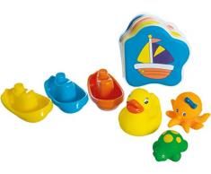 Bieco 27.005.000-7 pezzi gioco Bagno set con Badebuch, Wasserpielzeug con tre animali, tre barche e prenota un bagno gioca per gli spruzzi, giocattoli da bagno per i bambini da 6m +